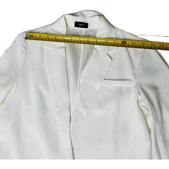 Theory White Blazer Jacket Women’s 3/4 Sleeve One Button Career Work Size 2 XS - Picture 8 of 9